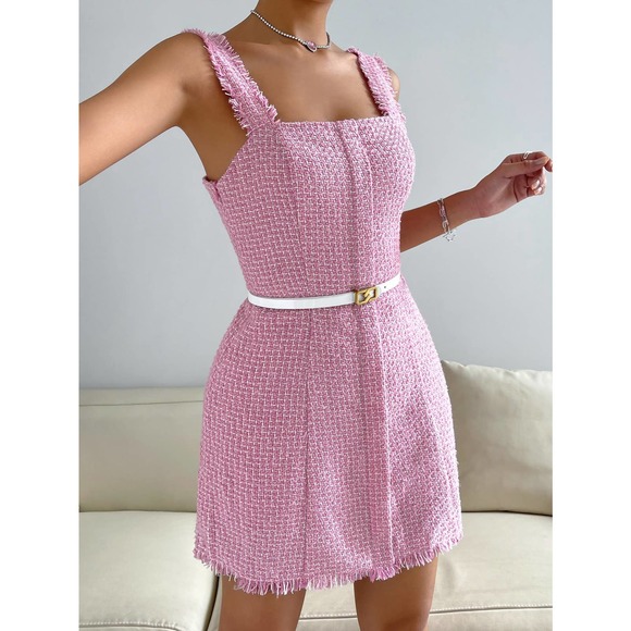 plazacore barbie Raw Trim Tweed Dress (Without Belt) - Picture 5 of 7